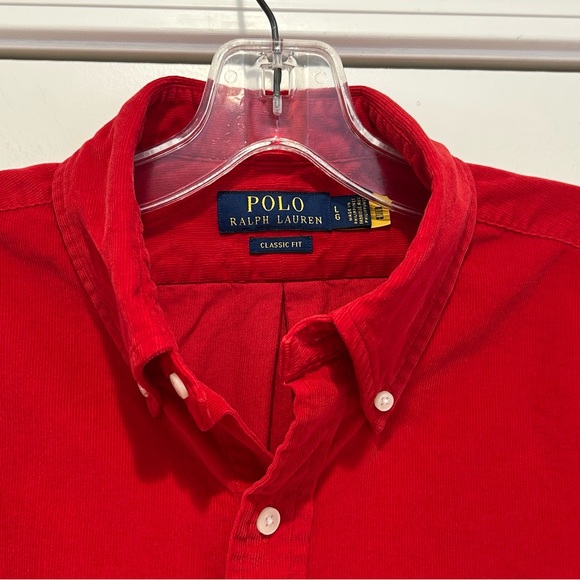 Polo by Ralph Lauren Men's Red Pin Wale Corduroy Shirt L - Picture 3 of 9